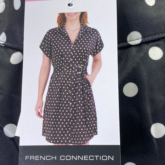 French Connection Women's Satin Blk/White Polka Dot Dress Sm NWT - Picture 12 of 12